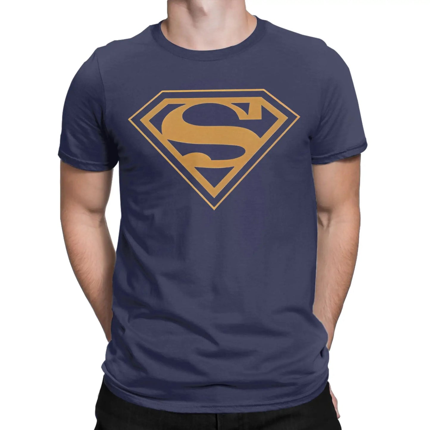 Bleu / 6XL T-Shirt Superman – Logo Doré Premium