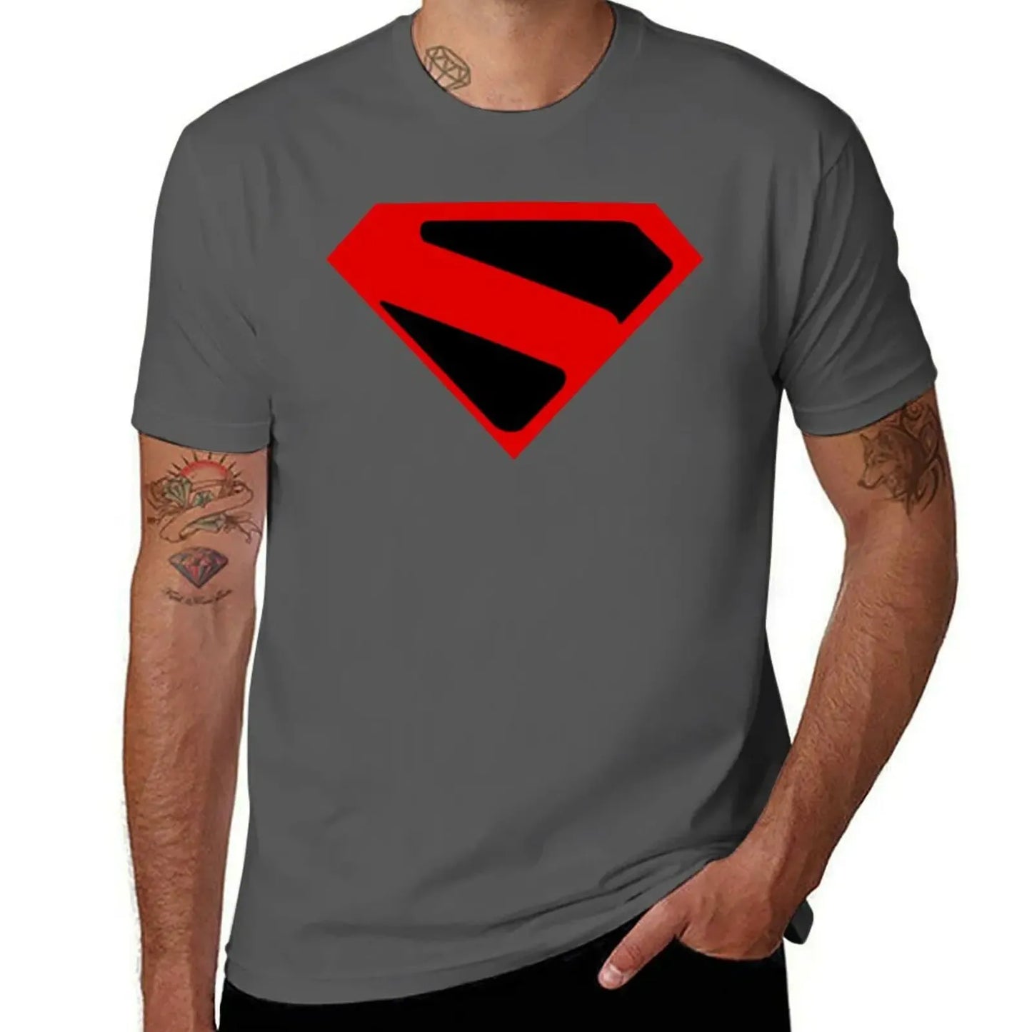 Gris foncée / 5XL T-Shirt Superman 2025 – Logo Rouge Moderne