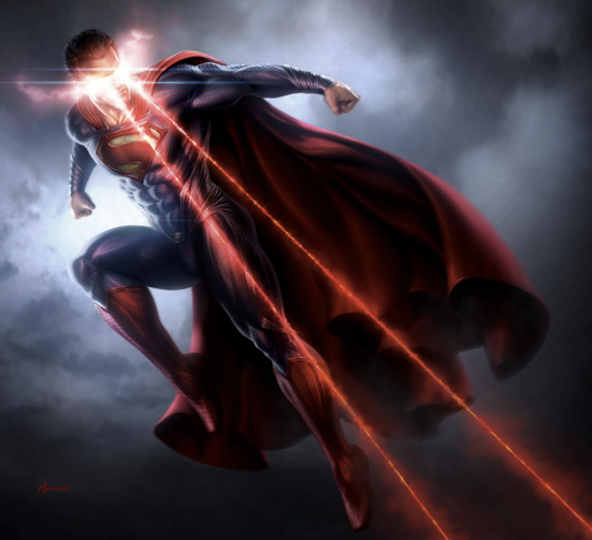Pouvoirs de Superman en train d'utiliser sont rayon laser