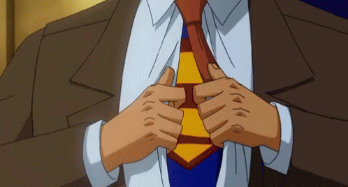 Gif superman qui ouvre ca chemise pour montrer sont logo S