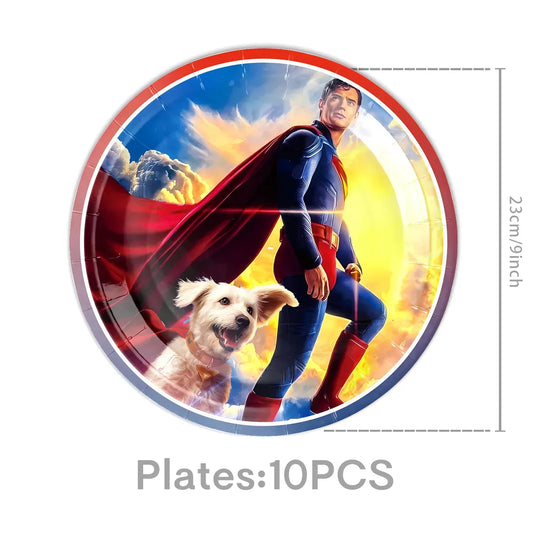 10 pcs 23cm Assiettes Anniversaire Superman – Lot de 10 Assiettes