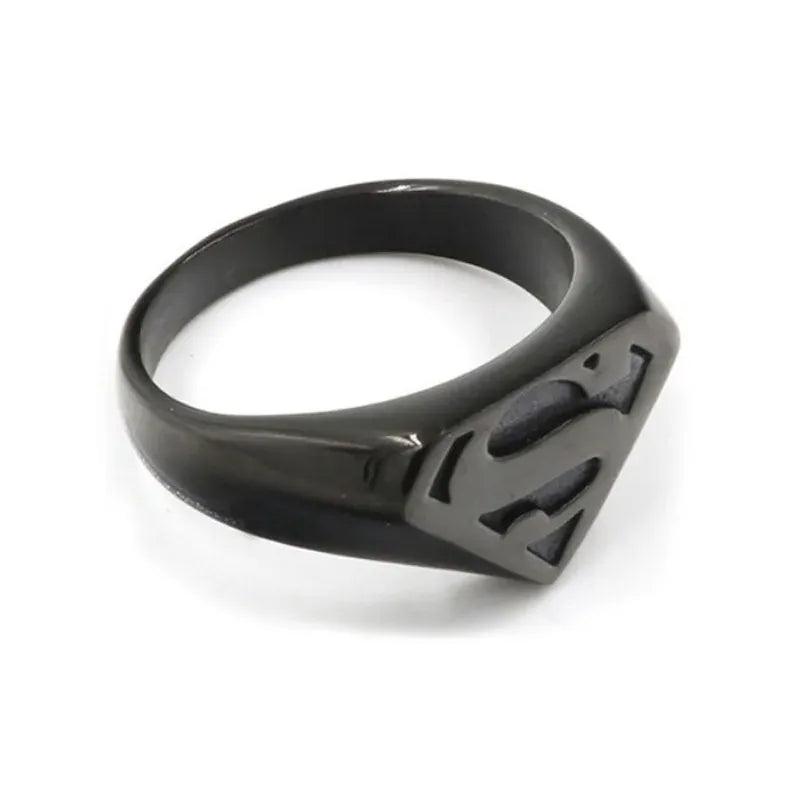 13 Bague Superman – Logo Noire Iconique