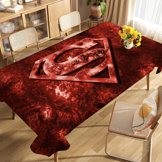 150x300CM Nappe Superman – Nappe de Table Rouge Logo Iconique