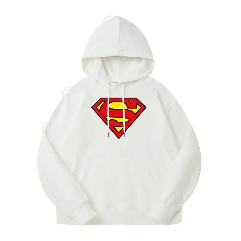 4XL Pull à capuche Superman – Blanc Logo Iconique