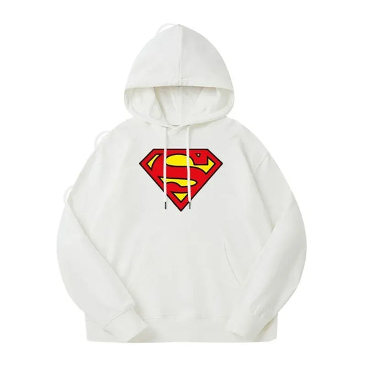 4XL Pull à capuche Superman – Blanc Logo Iconique