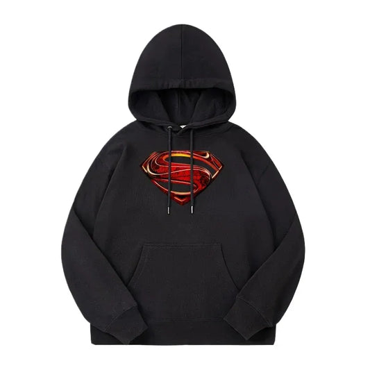 4XL Pull à capuche Superman – Noir Logo Rouge