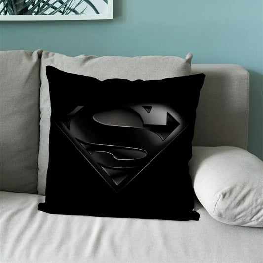 60x60CM(24x24in) Coussin Superman – Logo Noir Housse Décorative