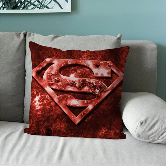 60x60CM(24x24in) Coussin Superman Rouge – Logo Texturé Rouge