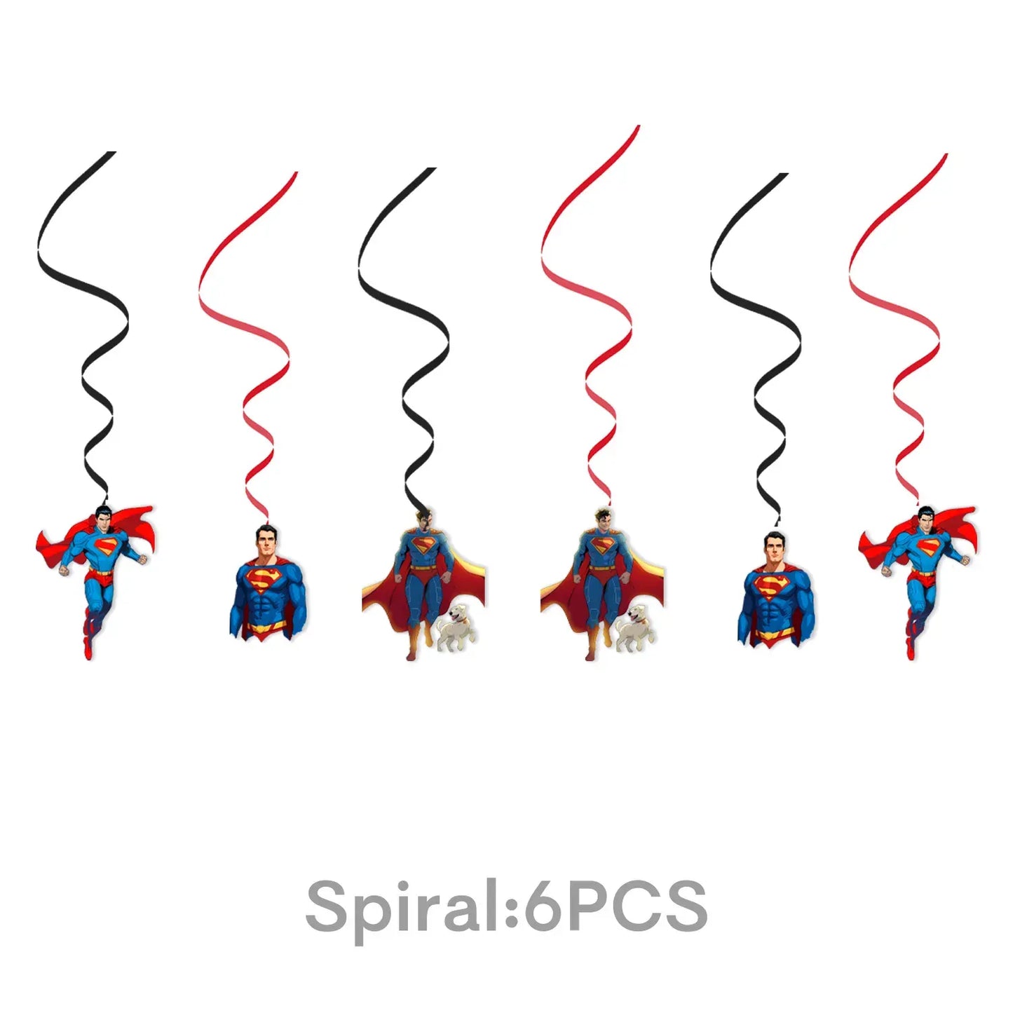 6pcs Décoration Anniversaire Superman – Spirales Suspendues