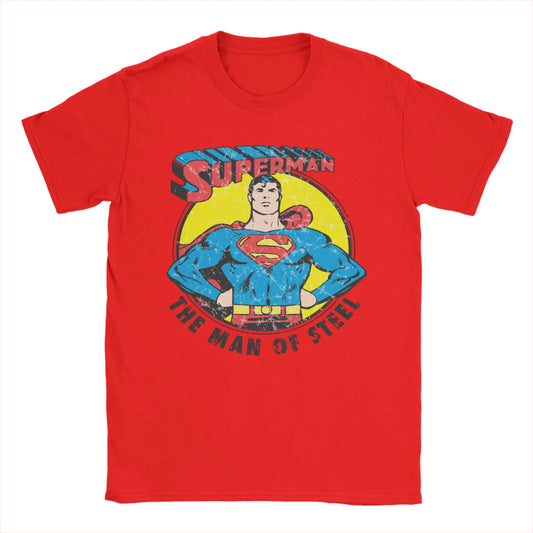 8 / XXL T-Shirt Superman - The Man of Steel Vintage Rouge