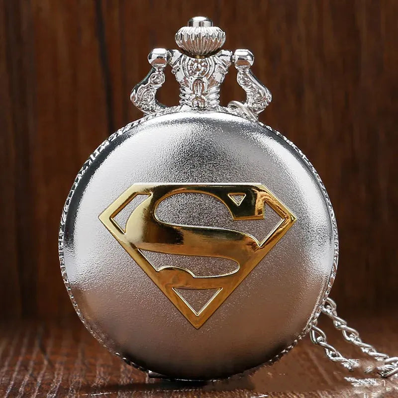 Argent Montre de Poche Superman – Pendentif Chaîne Rétro