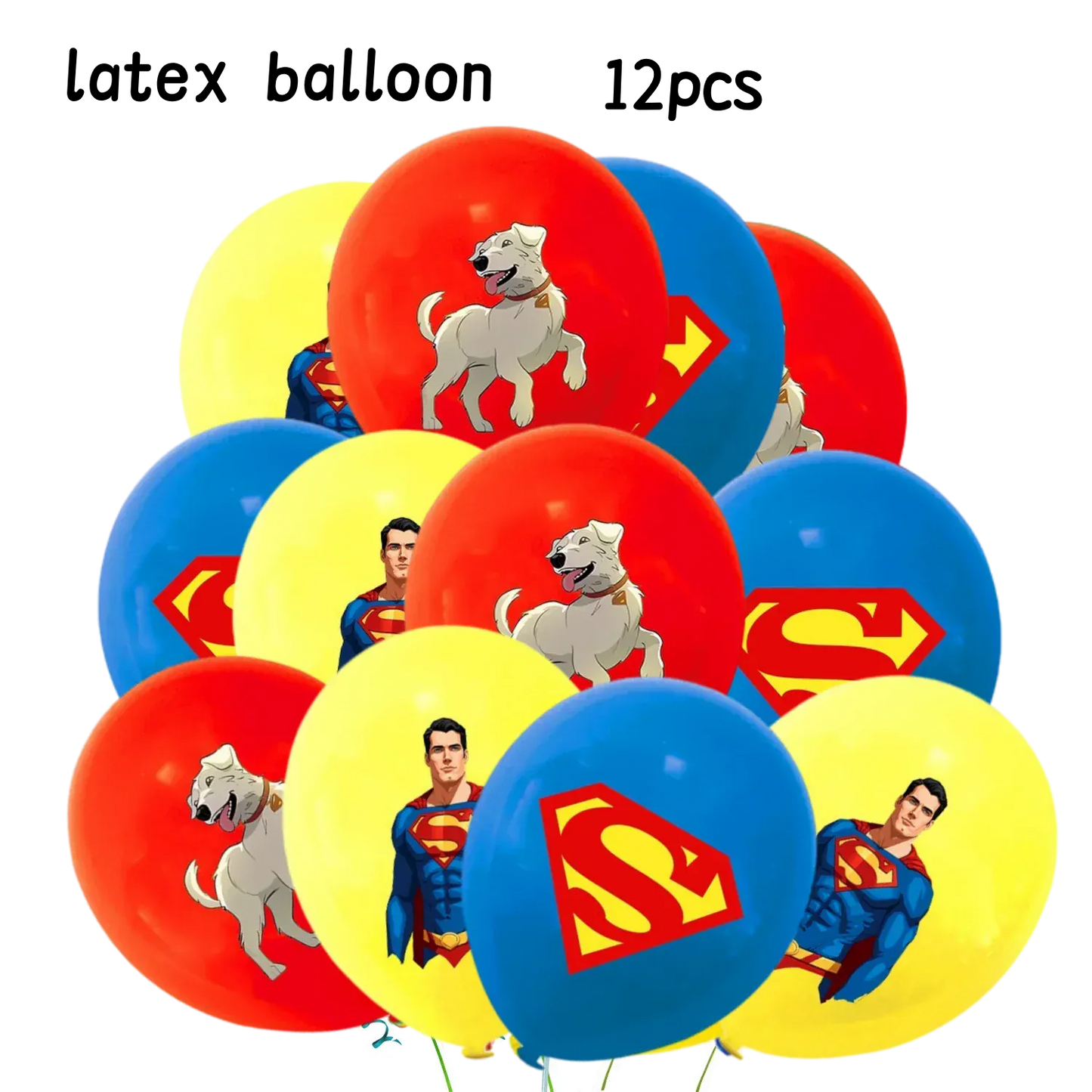 Ballons 12 pcs Ballons Anniversaire Superman – Lot de 12 Ballons Latex