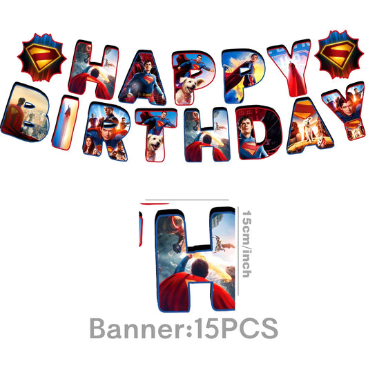 Banner-1set Décoration Anniversaire Superman – Bannière Happy Birthday Enfant