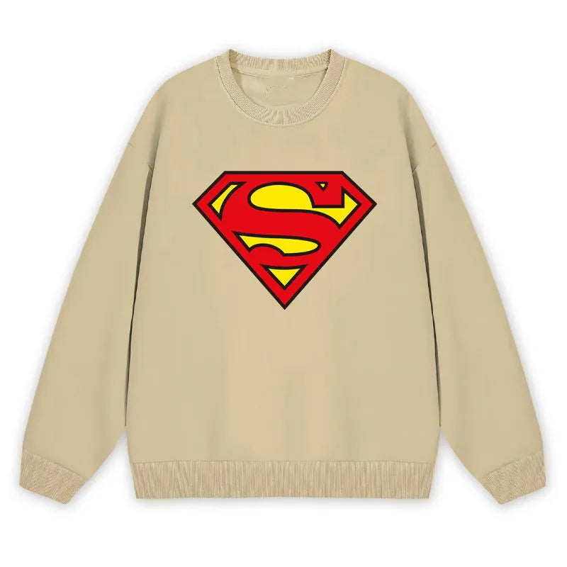 Beige / 100 Sweat Superman Classique – Pull Logo Emblèmatique