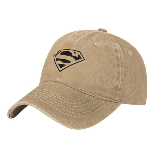 Beige Logo noir / Unique Casquette Superman Beige Délavée – Logo Iconique Noir