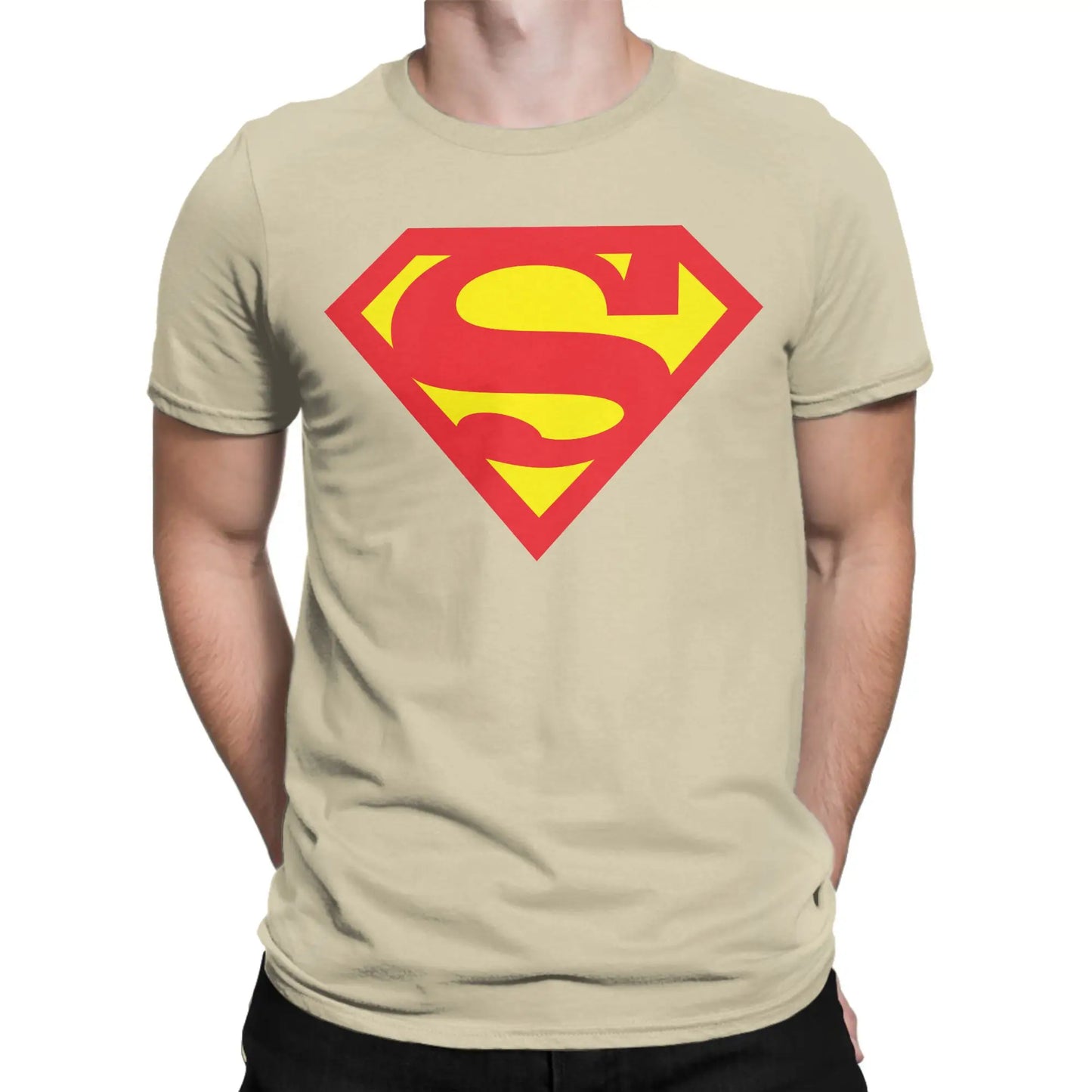 Beige / XXL T-Shirt Superman – Logo Rouge Classique