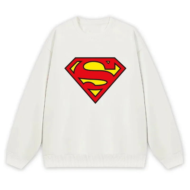 Blanc / 100 Sweat Superman Classique – Pull Logo Emblèmatique