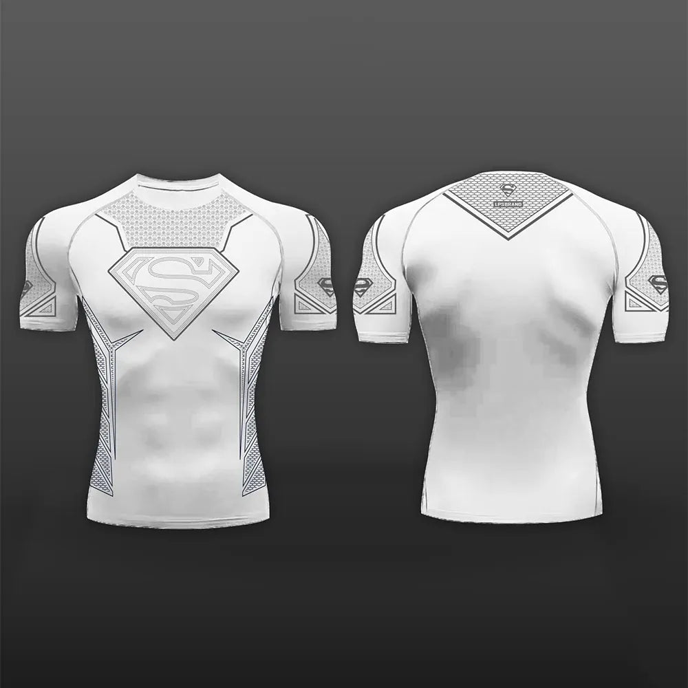 Blanc / L T-shirt compression Superman - Héros Kryptonien
