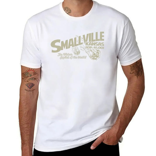 Blanc / L T-shirt Superman Kansas – Logo Vintage Minimaliste