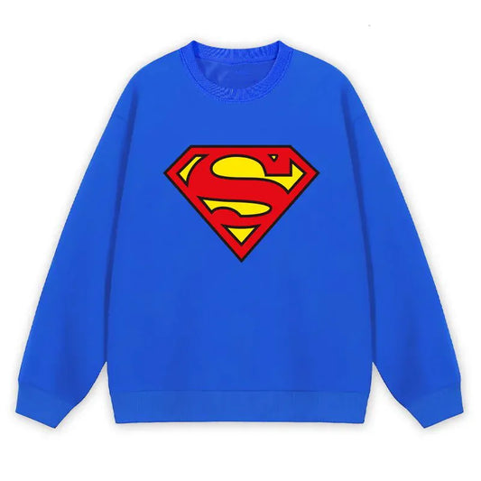 Bleu / 100 Sweat Superman Classique – Pull Logo Emblèmatique