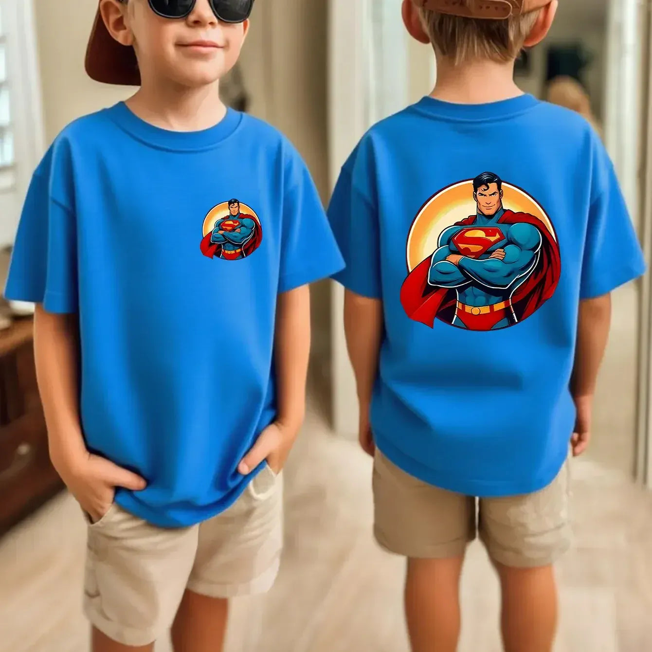 Bleu / 100 T-Shirt Superman Enfant – Pose Héros Classique