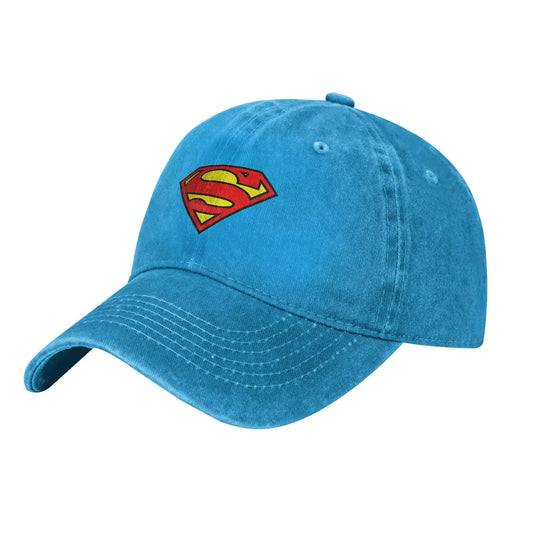 Bleu Clair Logo Iconique / Unique Casquette Superman Bleu Clair – Logo Iconique Rouge et Jaune