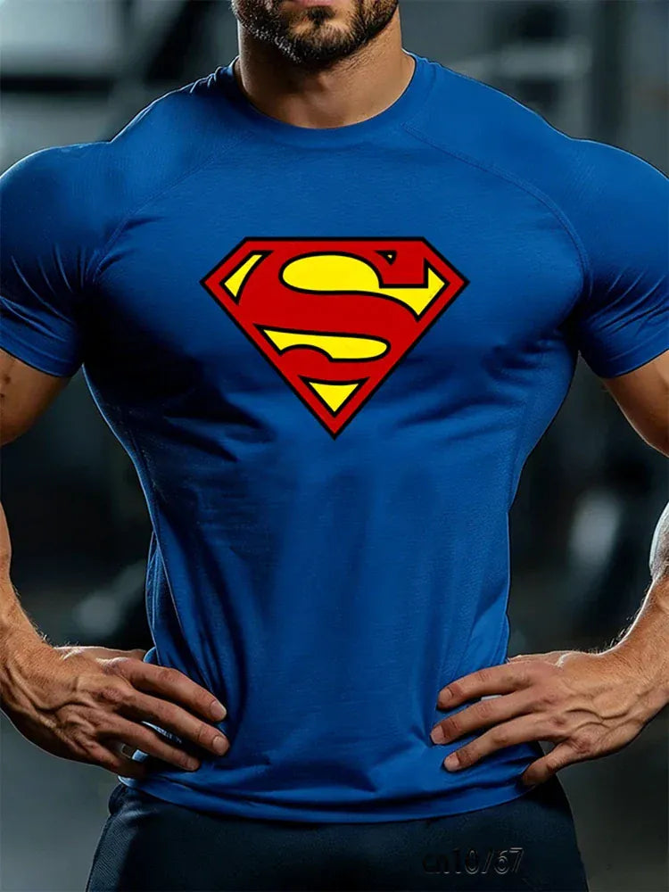 Bleu Classique / 6XL T-shirt Compression Superman – Logo Classique/Comics