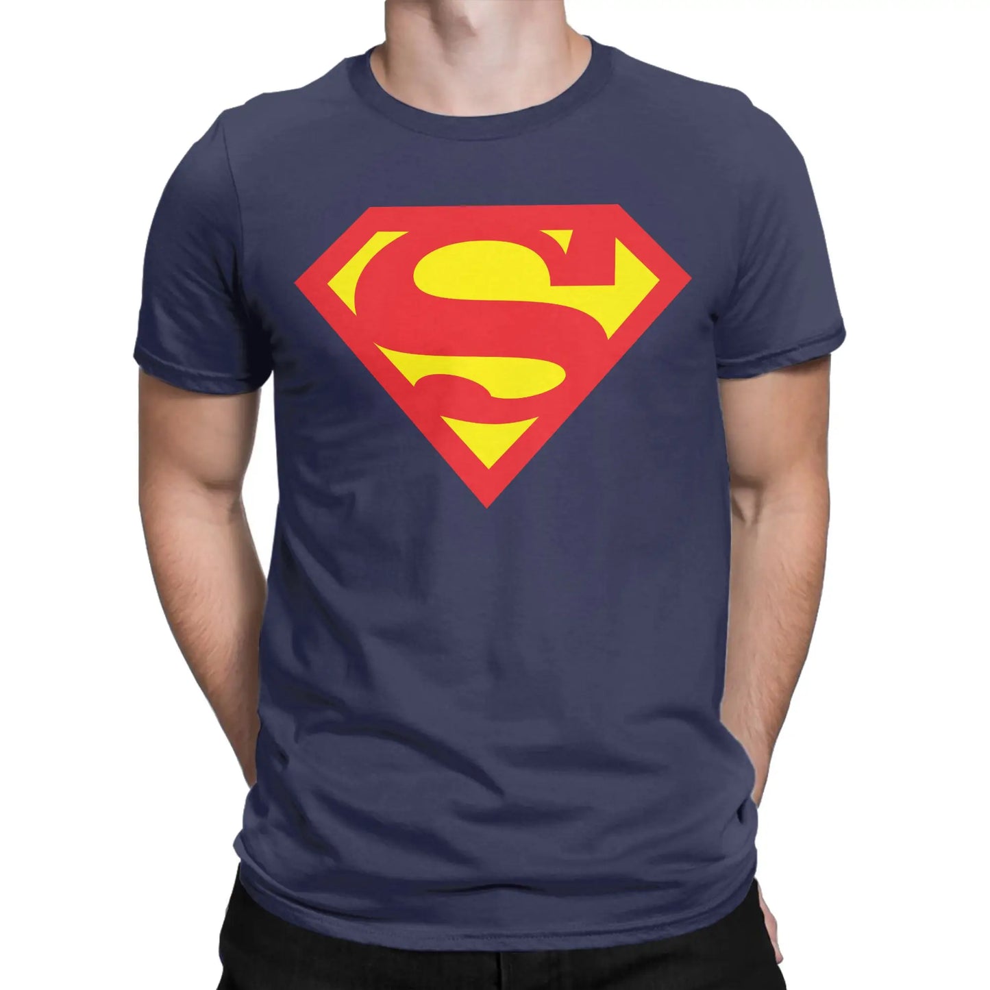 Bleu Nuit / 5XL T-Shirt Superman – Logo Rouge Classique