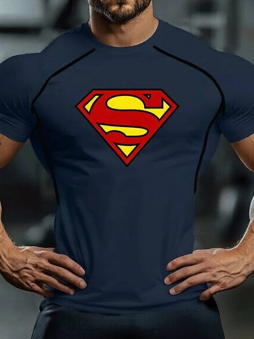 Bleu Nuit Classique / 6XL T-shirt Compression Superman – Logo Classique/Comics
