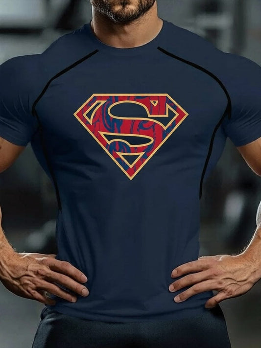 Bleu Nuit Comics / 6XL T-shirt Compression Superman – Logo Classique/Comics