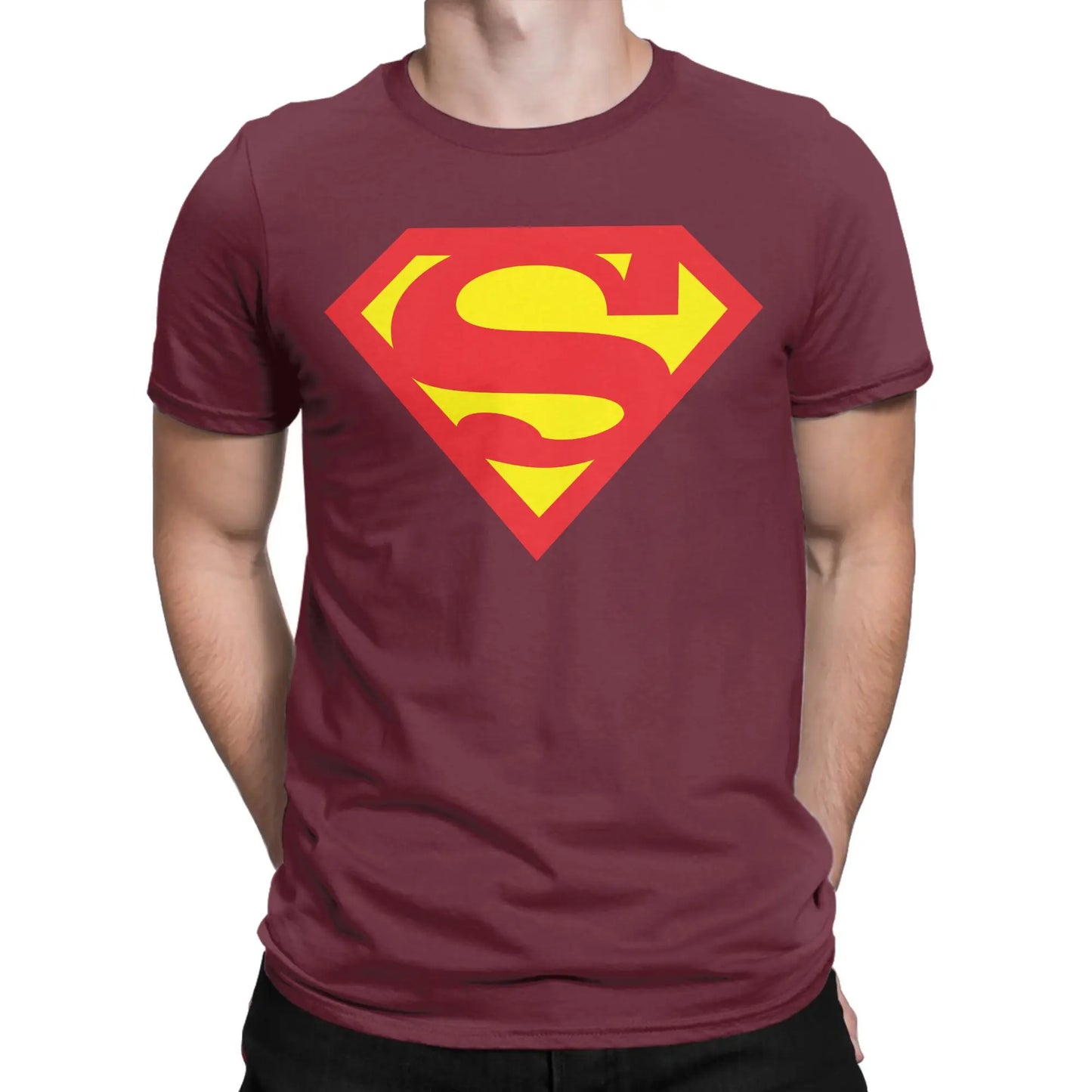 Bordeaux / M T-Shirt Superman – Logo Rouge Classique