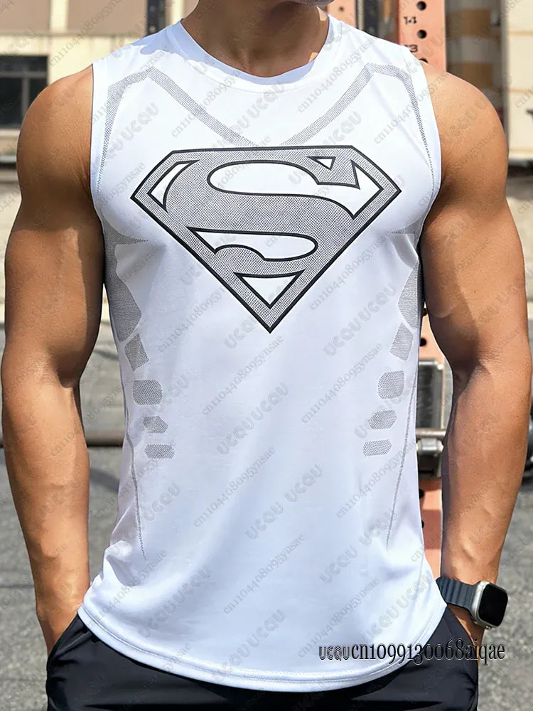 C3301-056-ZKB-W / S Débardeur Compression Superman – Effet Armure Premium