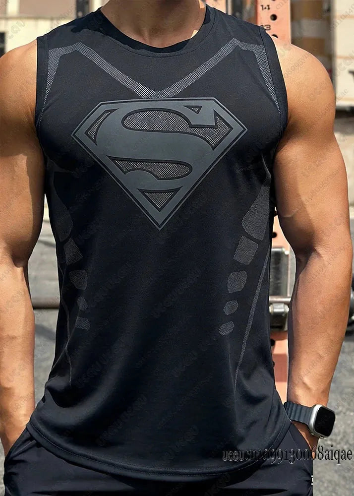 C3302-056-ZKB-B / S Débardeur Compression Superman – Effet Armure Premium