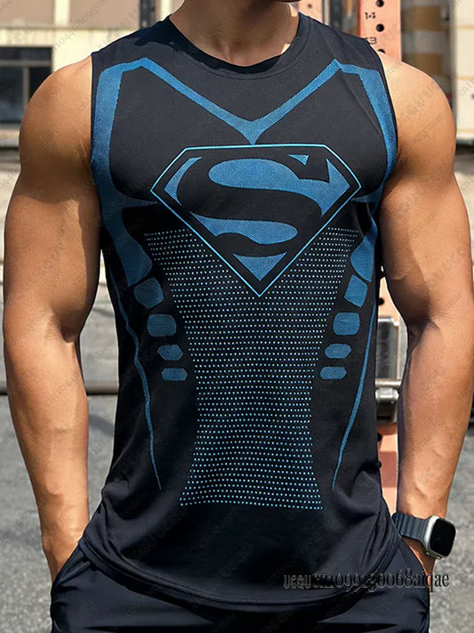 C3303-056-ZKB-B / M Débardeur Compression Superman – Effet Armure Premium