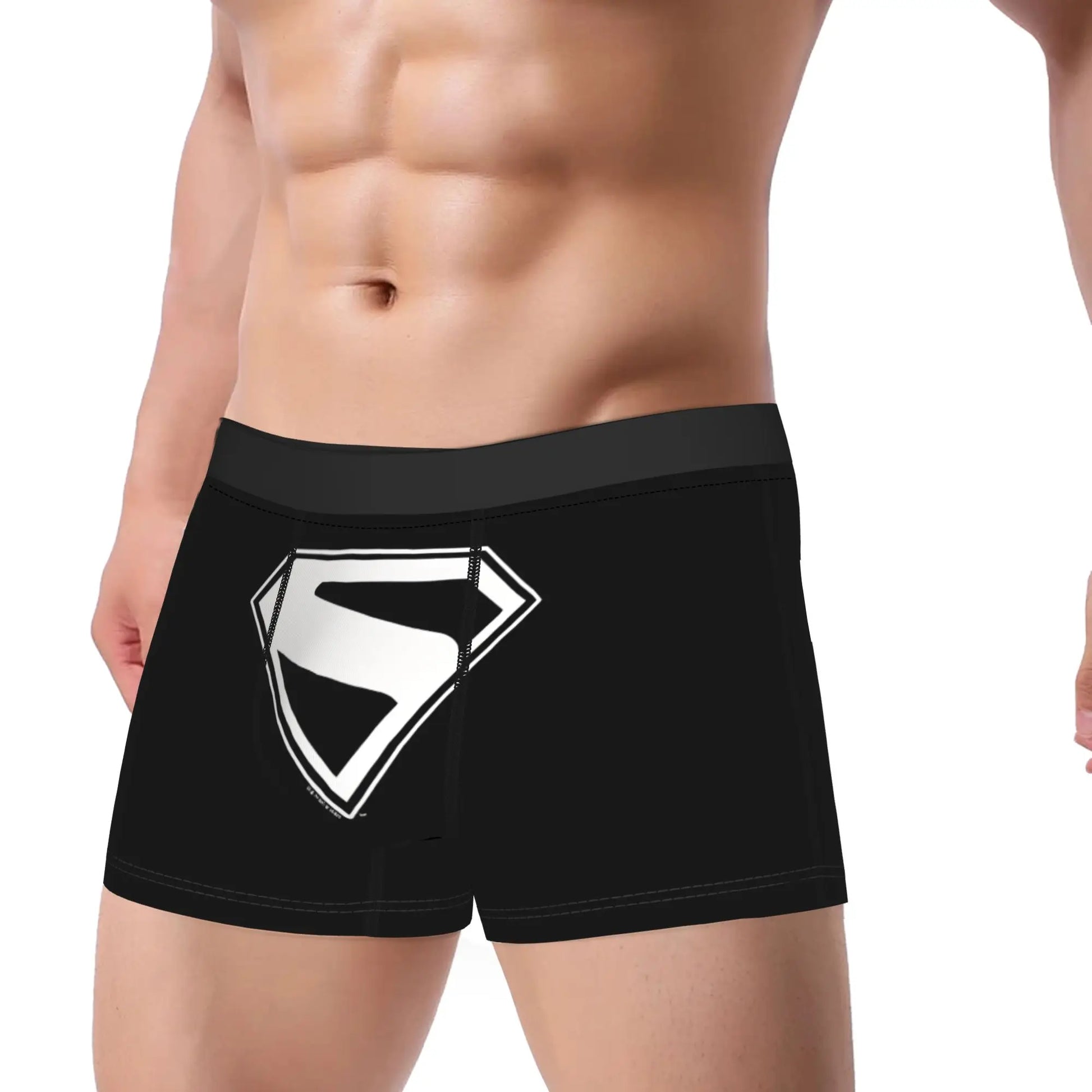 Caleçon Superman 2025 – Logo Centré Noir & Blanc COMICS