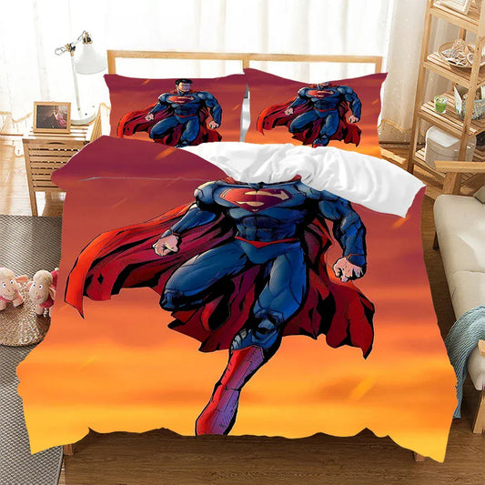 Comic Sunset / 260x240cm 3pcs Parure de Lit Superman – Super-Héros Design Comic Sunset