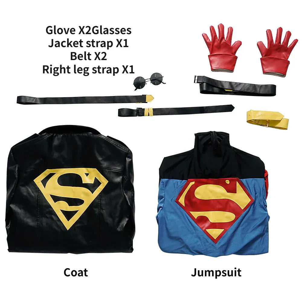 Complet Sans Bottes / XS Costume Superman – Superboy Kon-El Cosplay Héritier Krypton