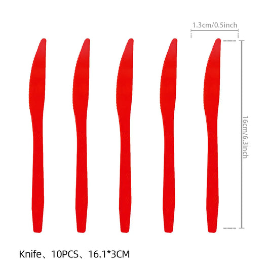 Couteaux plastiques -10pcs Décoration Anniversaire Superman – Couverts & Pailles Jetables