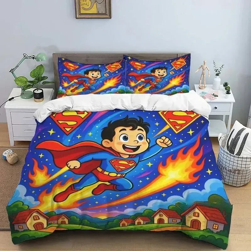 Enfant Acier / 260x240cm 3pcs Parure de Lit Superman – Enfant Acier