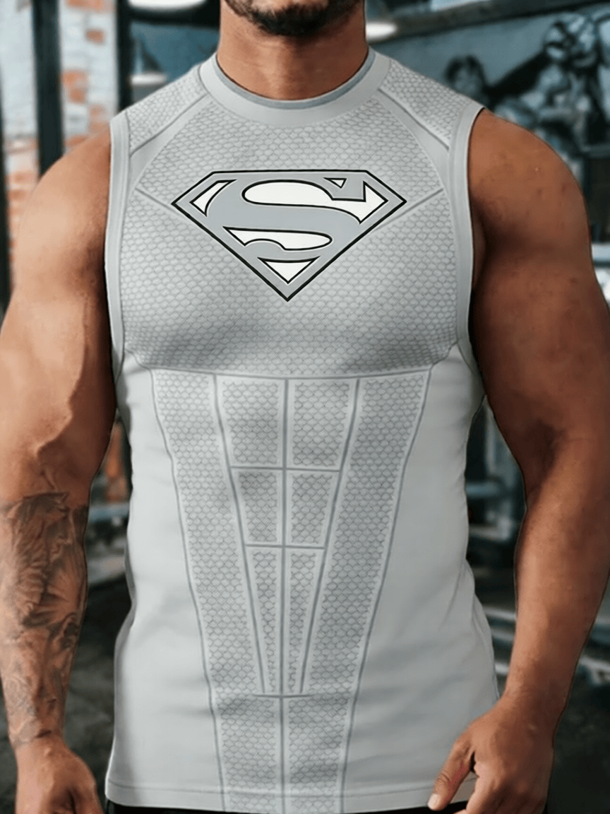 Gris Blanc / S Débardeur Superman – Compression Premium Héros