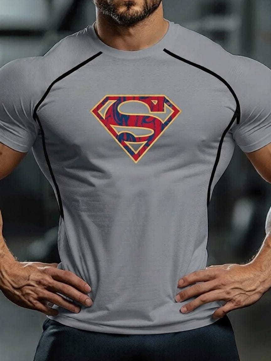 Gris Comics / 6XL T-shirt Compression Superman – Logo Classique/Comics