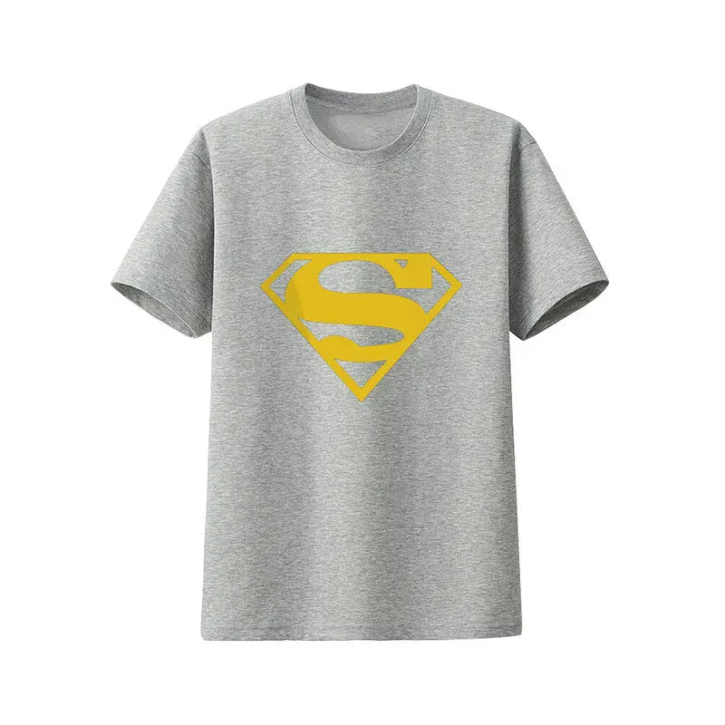 Gris Logo jaune / L T-Shirt Superman – Logo Minimaliste Classique