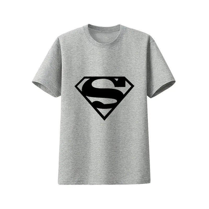 Gris Logo noir / S T-Shirt Superman – Logo Minimaliste Classique