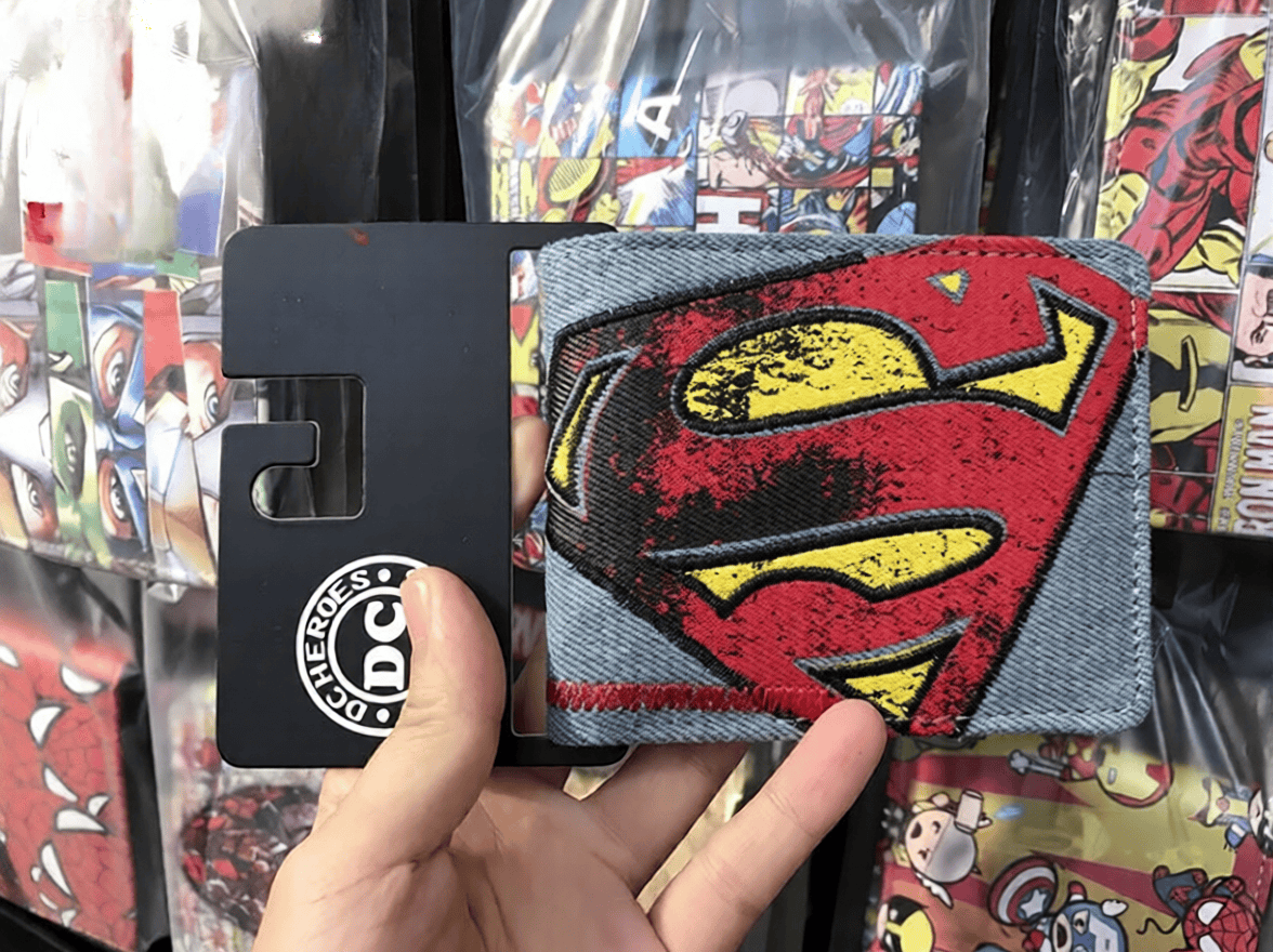 Gris Vintage Portefeuille Superman – Logo Vintage Effet Tissu