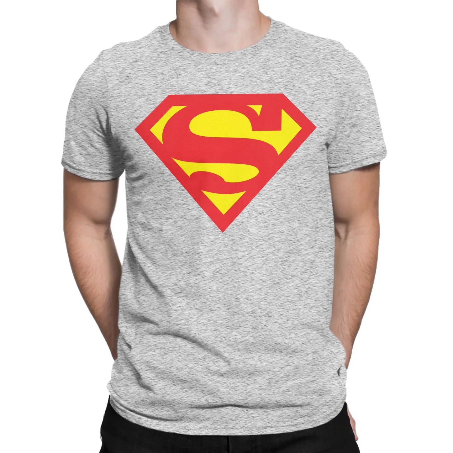 Gris / XL T-Shirt Superman – Logo Rouge Classique