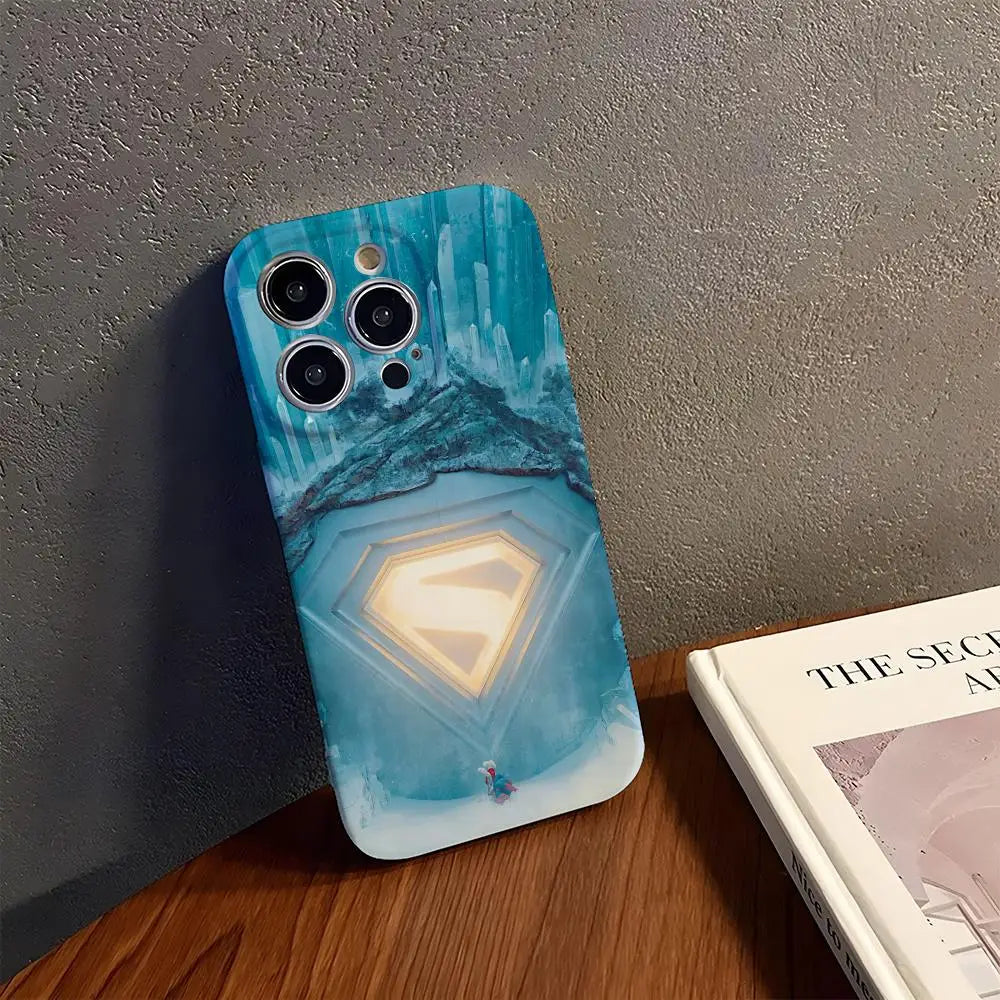 iPhone13ProMax Coque iPhone Superman – Effet Glace & Logo Lumineux DC Comics