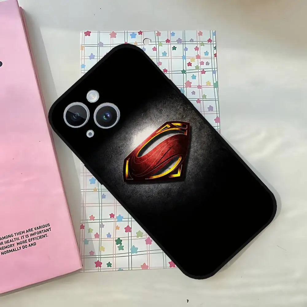 iphone14pro / z10 Coque iPhone Superman  – Design Noir Logo S Rouge