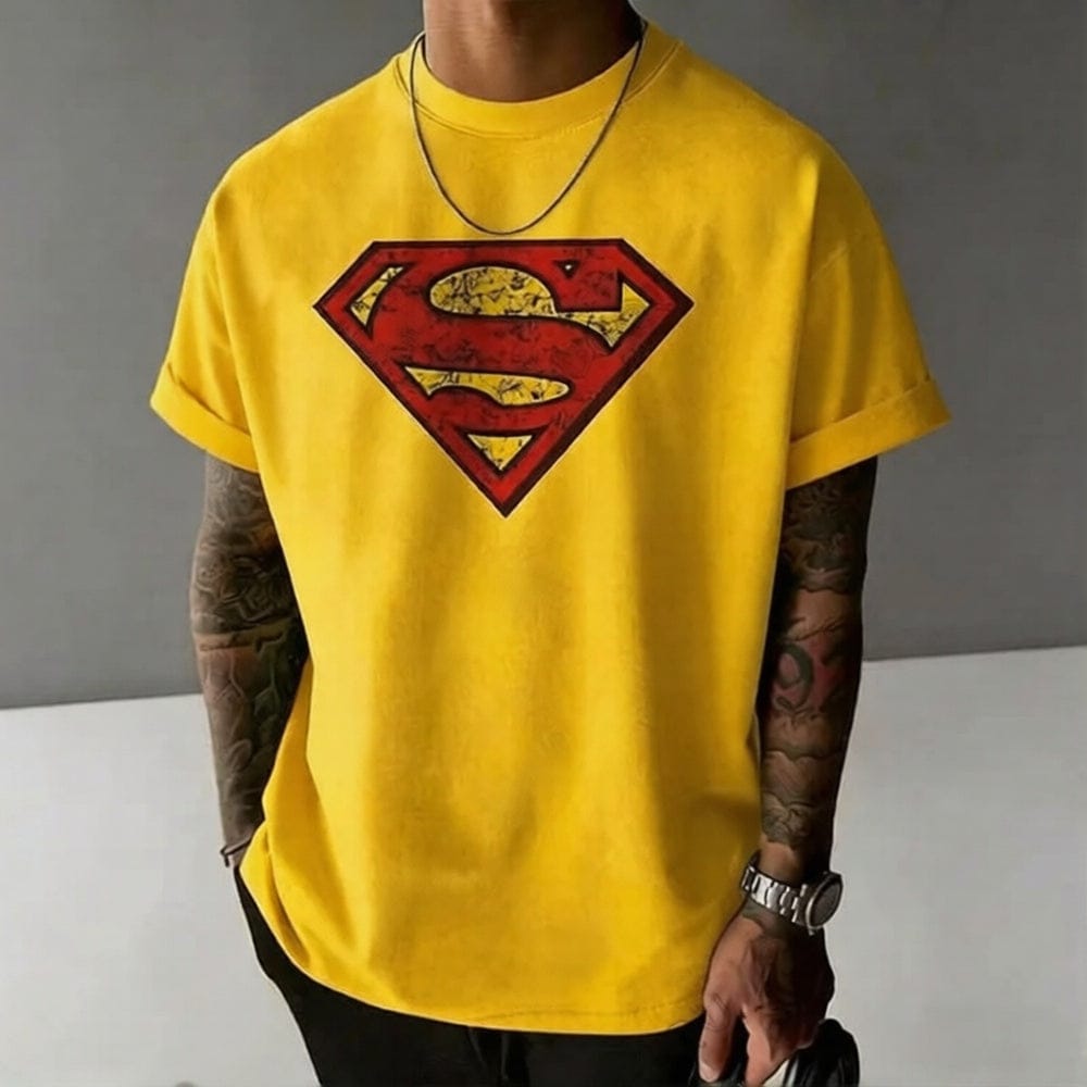 Jaune / M T-shirt Superman – Vintage Oversize Logo Rétro