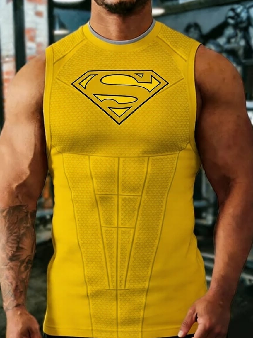 Jaune / S Débardeur Superman – Compression Premium Héros