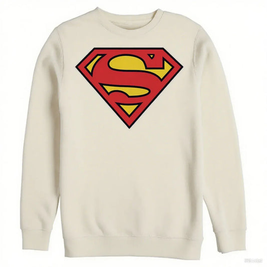 L Pull Superman – Beige Logo Iconique sans capuche